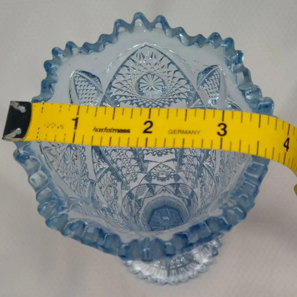 Imperial Glass Blue Octagon Hobstar 536 Footed Vase Art Deco 1930s Vintage